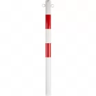 Słupek parkingowy blokujący U-12b | metalowy, 100 cm, do podstawy drogowej, tymczasowy, łańcuchowy, 2 uszka, biało-czerwony